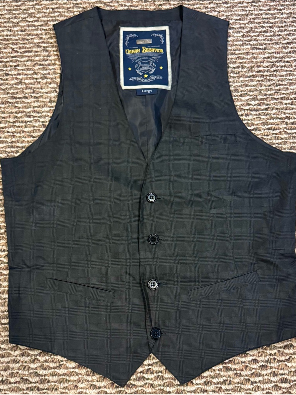 Urban Behavior Black Plaid Men's Dress Vest
